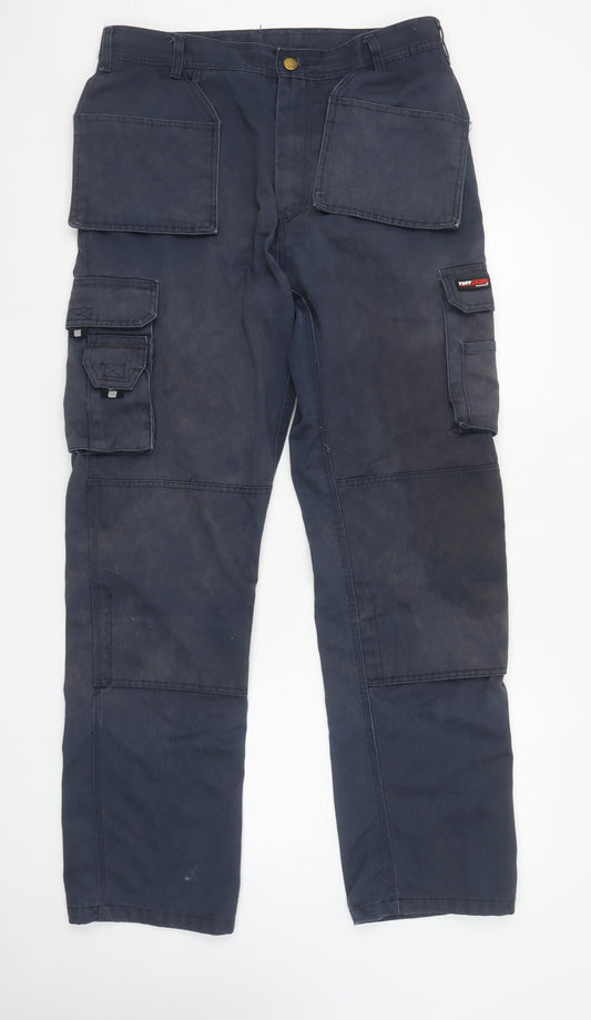 TuffStuff Men’s Blue Cargo Workwear Trousers 34W 32.5L Cotton Blend