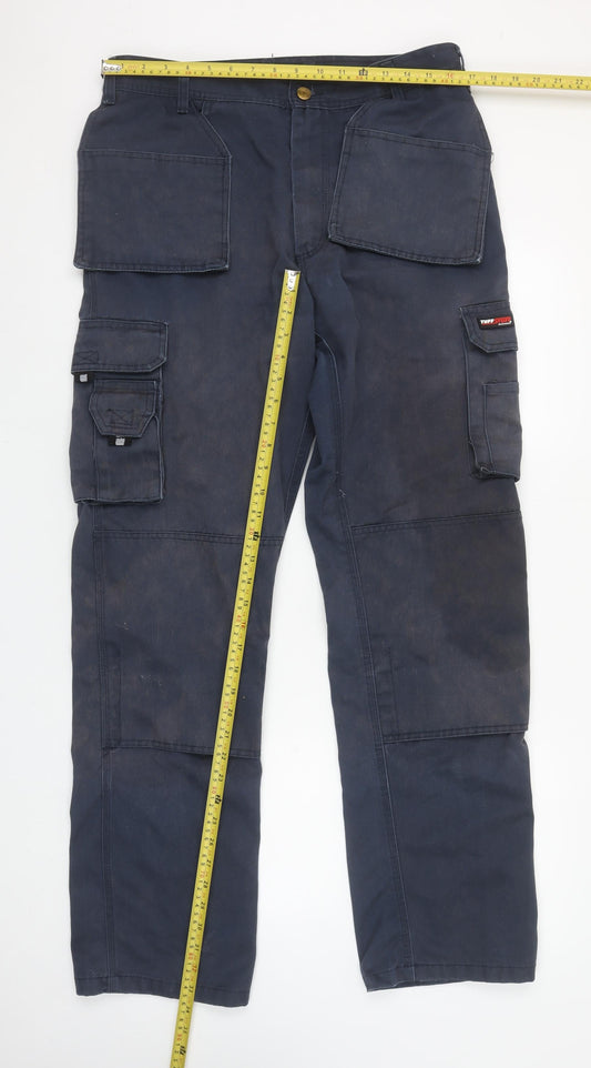 TuffStuff Men’s Blue Cargo Workwear Trousers 34W 32.5L Cotton Blend