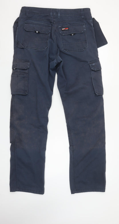 TuffStuff Men’s Blue Cargo Workwear Trousers 34W 32.5L Cotton Blend