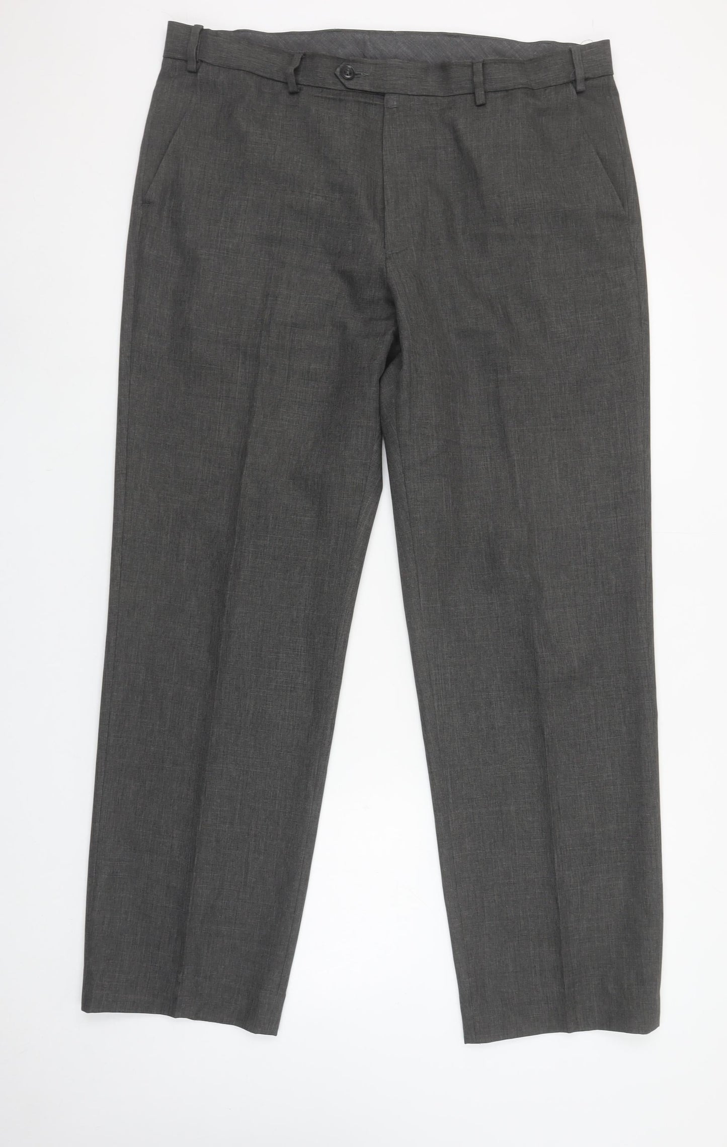 Marks and Spencer Men’s Grey Regular Fit Dress Trousers 38W 33L