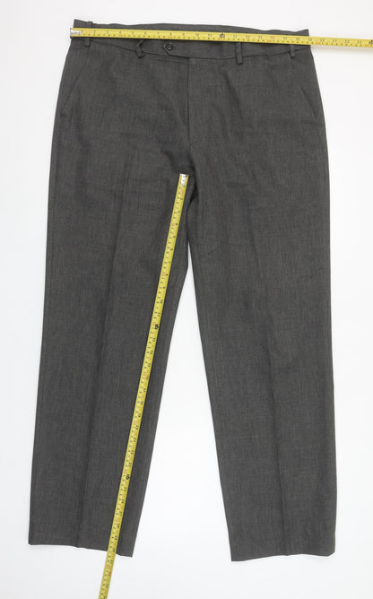 Marks and Spencer Men’s Grey Regular Fit Dress Trousers 38W 33L