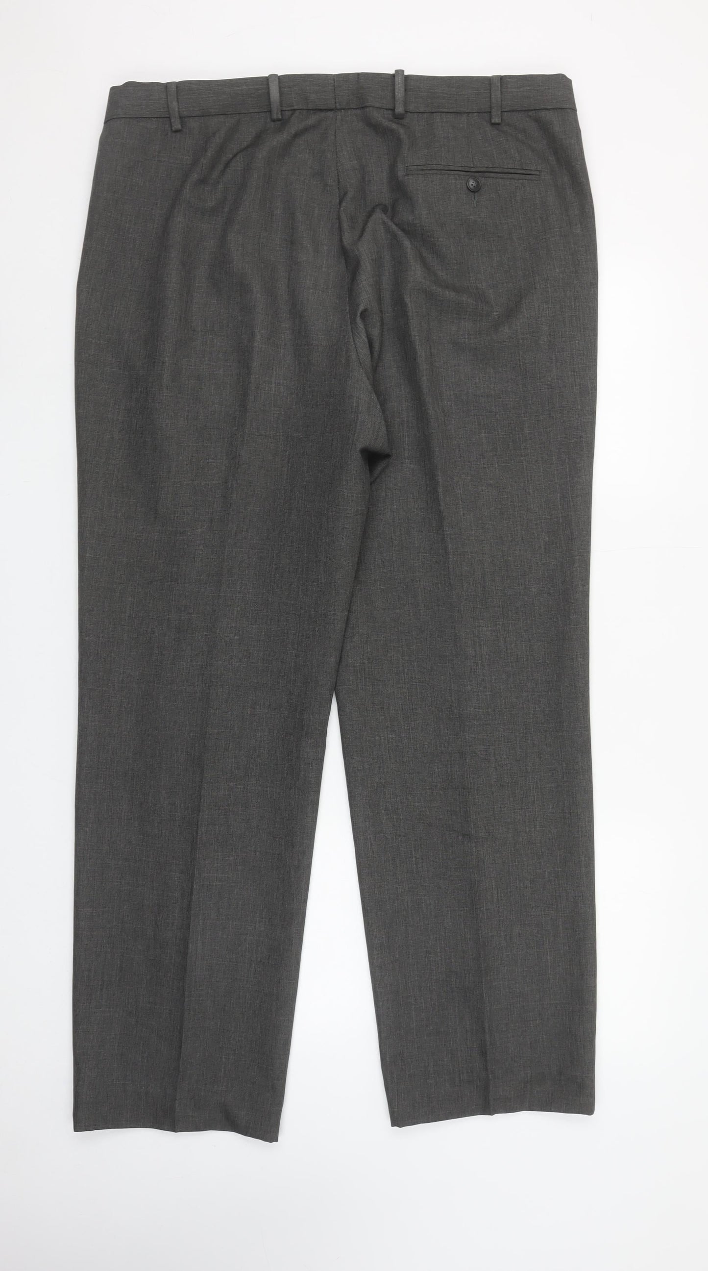 Marks and Spencer Men’s Grey Regular Fit Dress Trousers 38W 33L