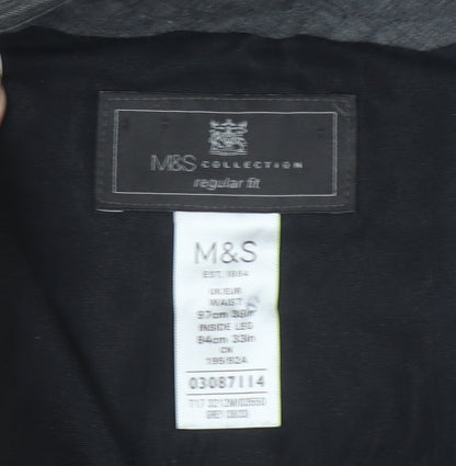 Marks and Spencer Men’s Grey Regular Fit Dress Trousers 38W 33L