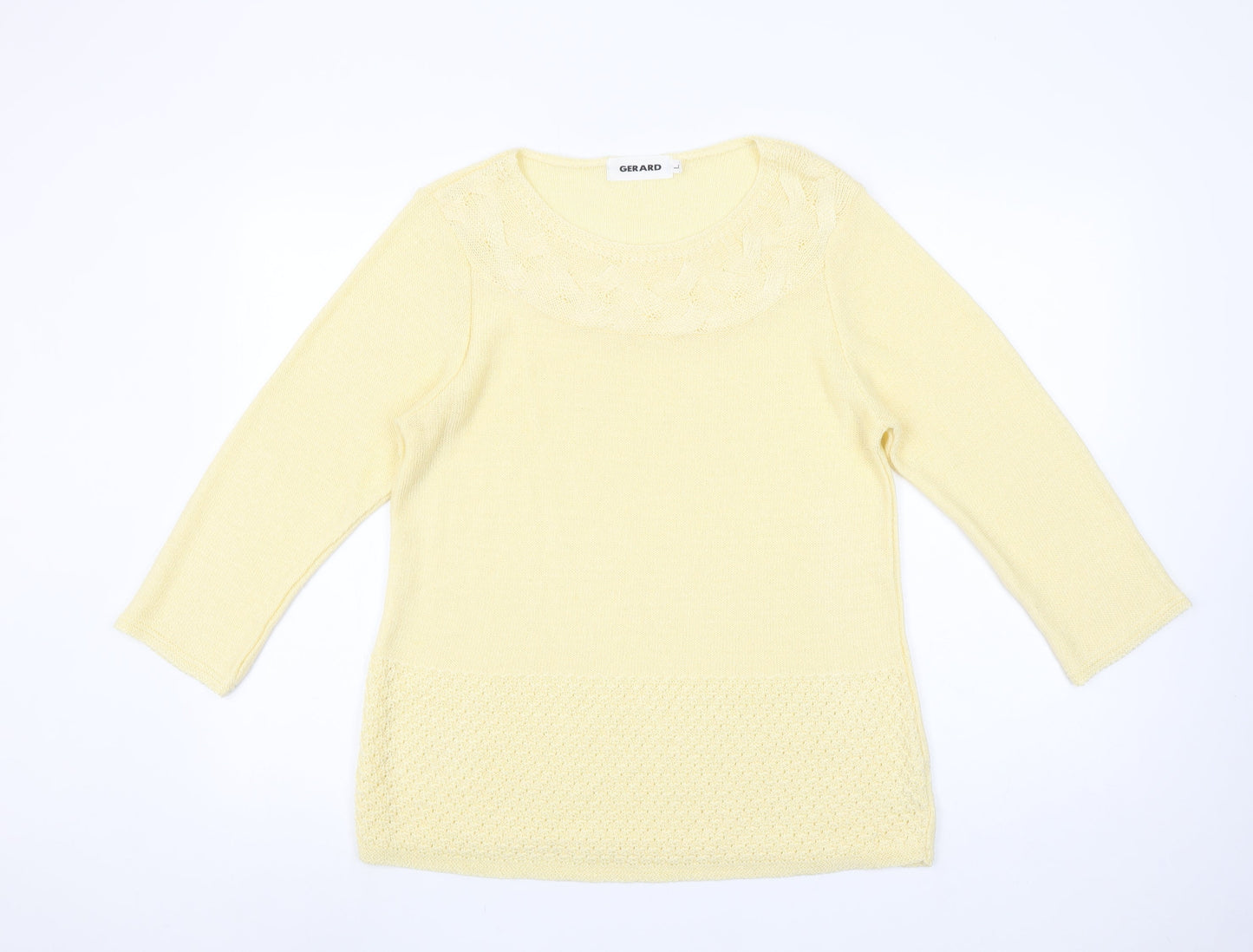 Gerard Women's Yellow Knit Pullover Jumper L Lightweight 3/4 Sleeve
