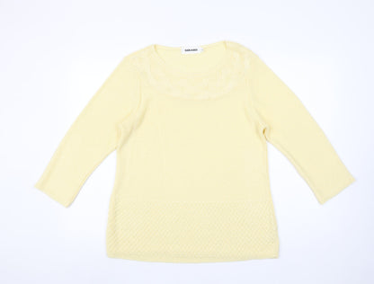 Gerard Women's Yellow Knit Pullover Jumper L Lightweight 3/4 Sleeve