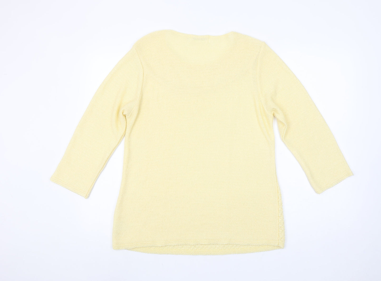 Gerard Women's Yellow Knit Pullover Jumper L Lightweight 3/4 Sleeve