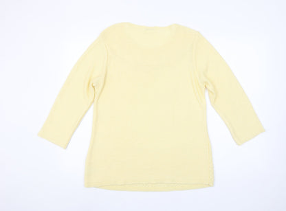 Gerard Women's Yellow Knit Pullover Jumper L Lightweight 3/4 Sleeve