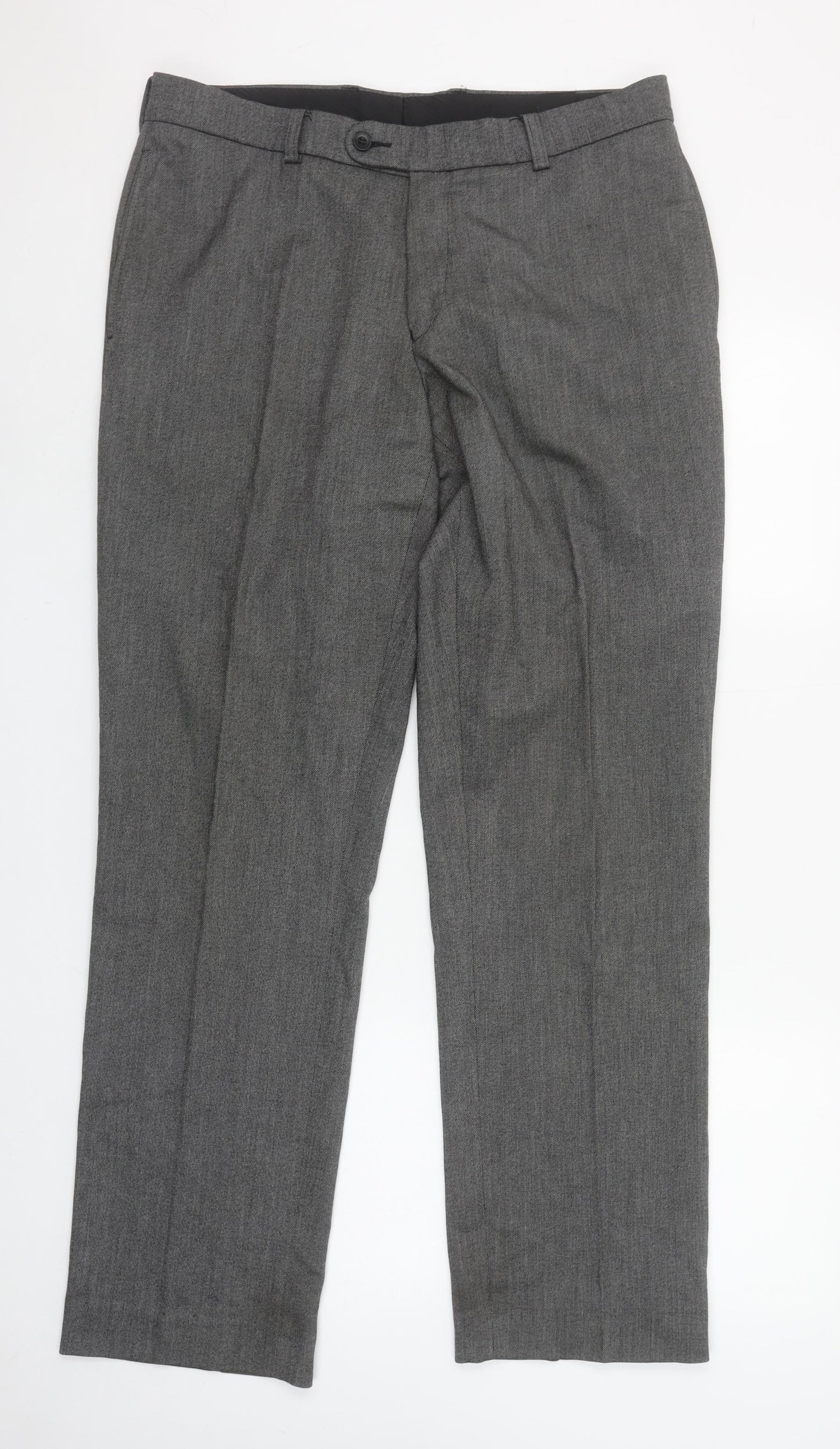Remus Uomo Men's Grey Wool Blend Dress Pants 34R Straight Leg Formal Trousers