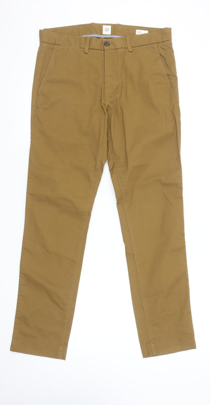 GAP Men's Brown Slim Fit Chino Trousers Size 30x30