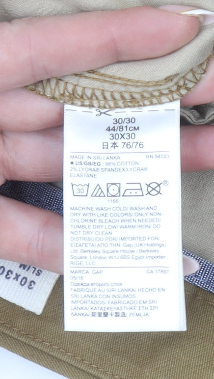 GAP Men's Brown Slim Fit Chino Trousers Size 30x30