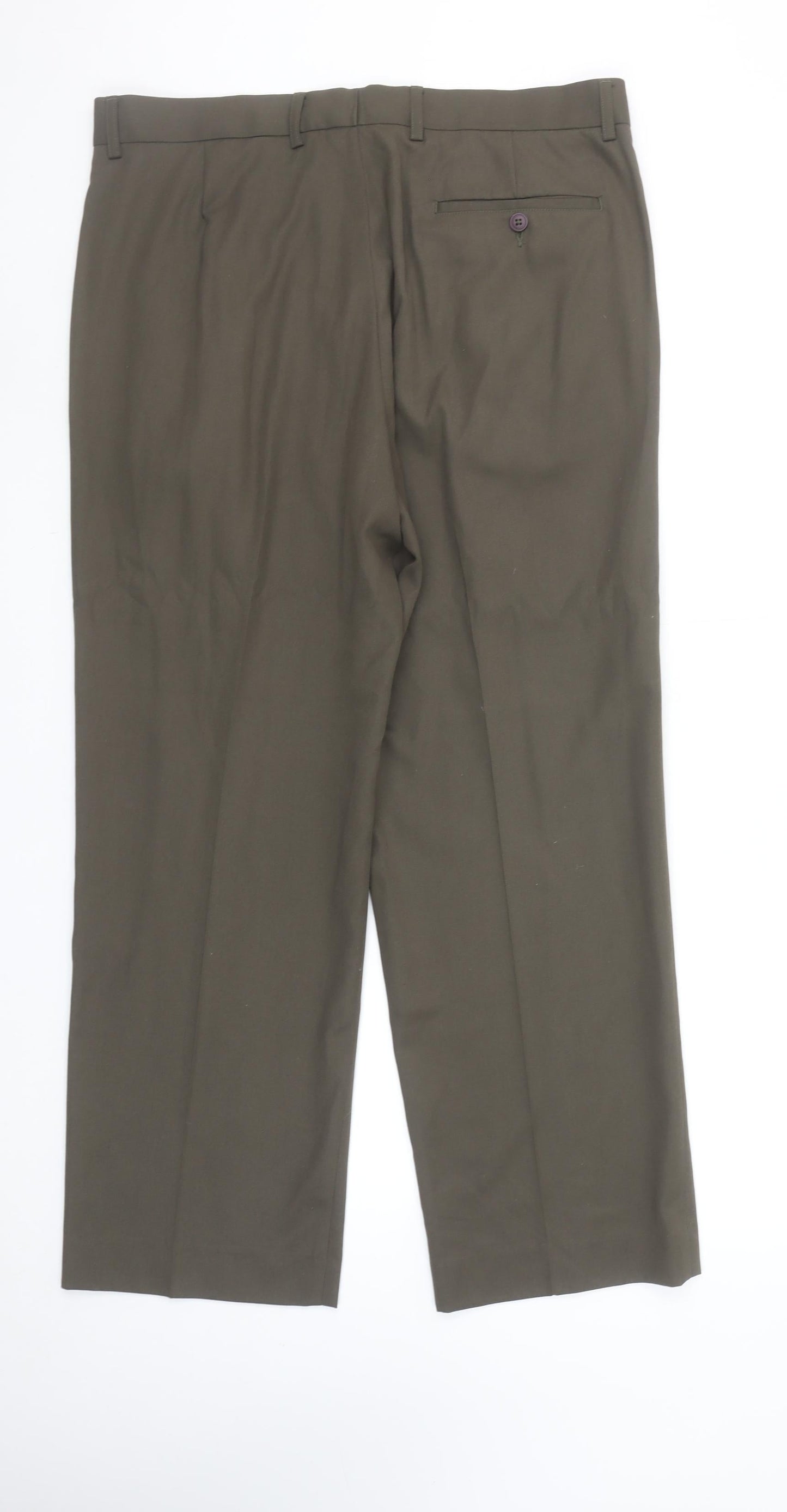 Debenhams Men's Brown Polyester Viscose Pleated Trousers Size 36 Short
