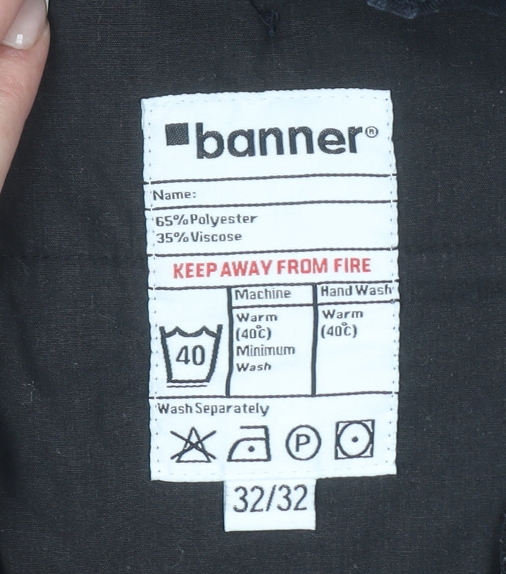 Banner Men's Black Workwear Trousers Size 32x32 Regular Fit