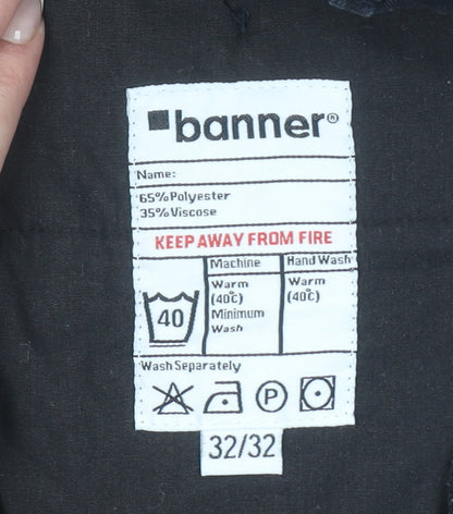 Banner Men's Black Workwear Trousers Size 32x32 Regular Fit