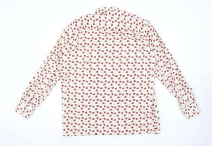 Woodin Men's Beige Red Patterned Button-Up Cotton Shirt XL