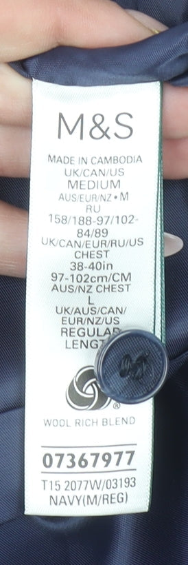 Mens UK Size M Marks and Spencer Regular Blue Suit Waistcoat