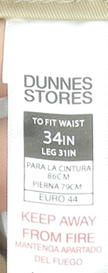 Dunnes Stores Men’s Beige Chino Trousers 34W 31L Cotton Stretch