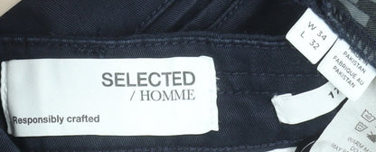 Selected Homme Men's Blue Slim Fit Chino Trousers W34 L32