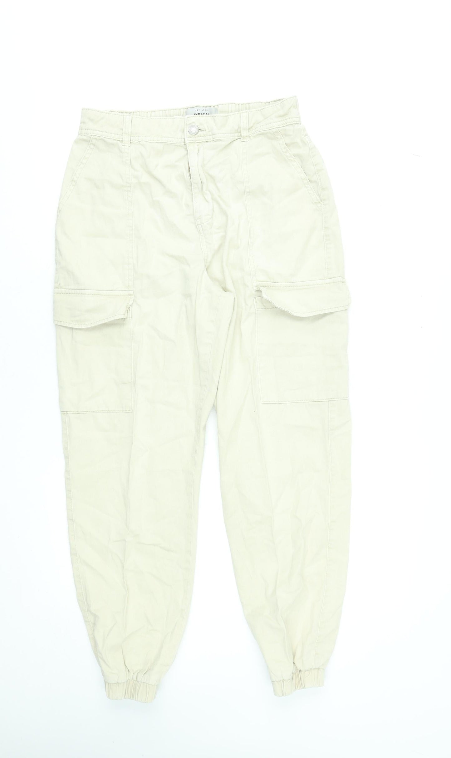 New Look Women Beige Cargo Trousers Size 12 Regular 100% Cotton