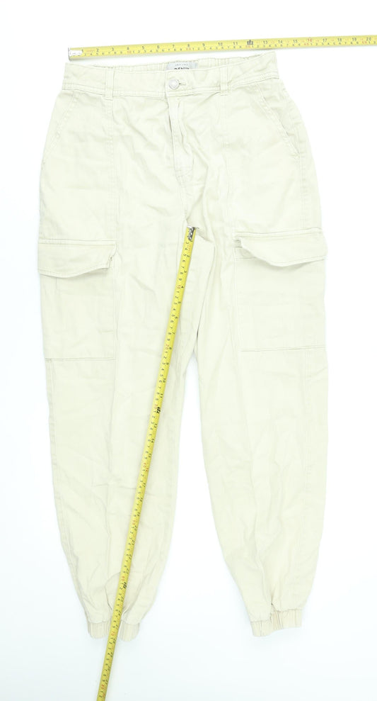 New Look Women Beige Cargo Trousers Size 12 Regular 100% Cotton