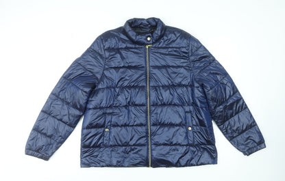 Esmara Women's Blue Puffer Jacket Size 16 Quilted Lightweight Coat