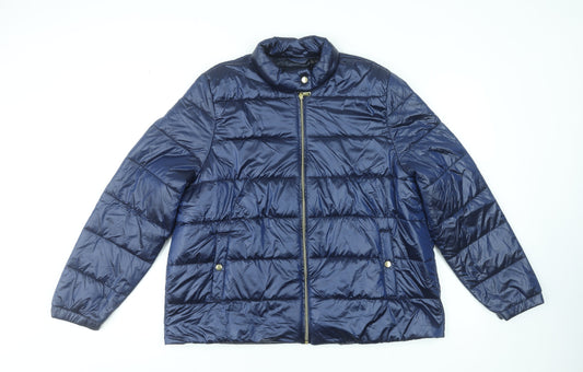 Esmara Women's Blue Puffer Jacket Size 16 Quilted Lightweight Coat