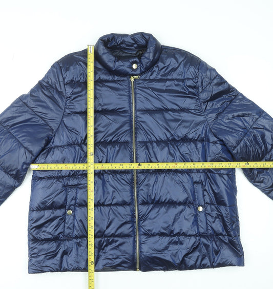 Esmara Women's Blue Puffer Jacket Size 16 Quilted Lightweight Coat