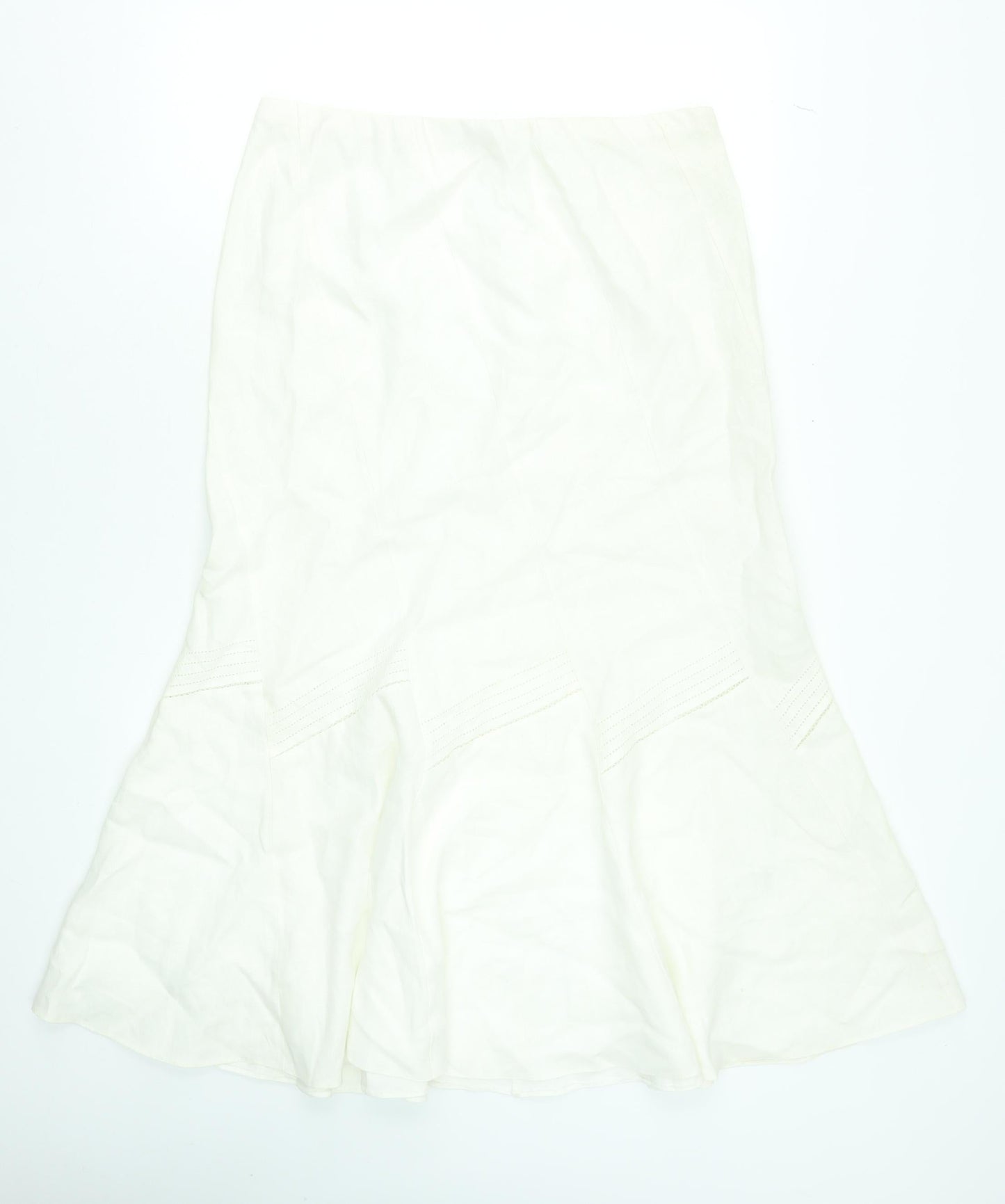 Marks and Spencer Women’s Ivory Linen Flare Midi Skirt UK 14
