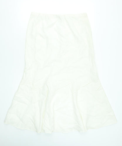 Marks and Spencer Women’s Ivory Linen Flare Midi Skirt UK 14