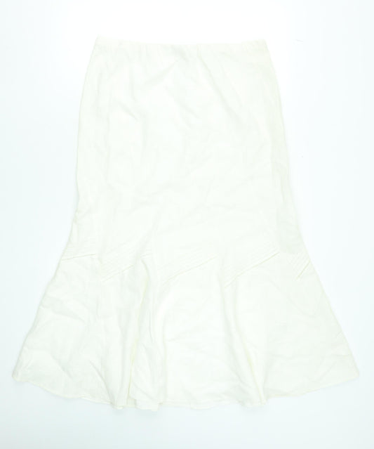 Marks and Spencer Women’s Ivory Linen Flare Midi Skirt UK 14