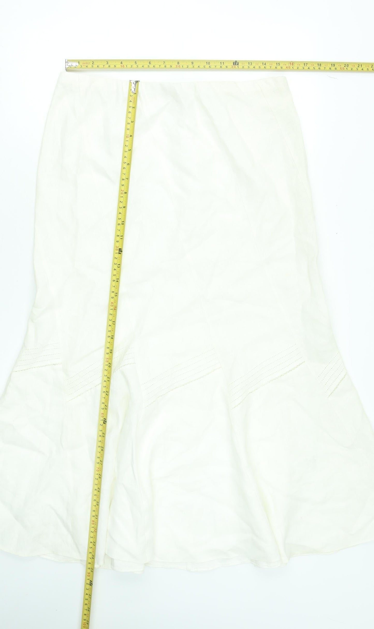 Marks and Spencer Women’s Ivory Linen Flare Midi Skirt UK 14