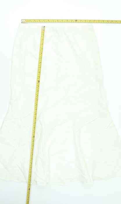 Marks and Spencer Women’s Ivory Linen Flare Midi Skirt UK 14