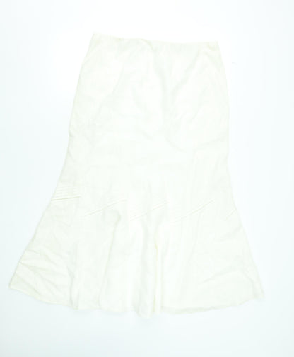 Marks and Spencer Women’s Ivory Linen Flare Midi Skirt UK 14