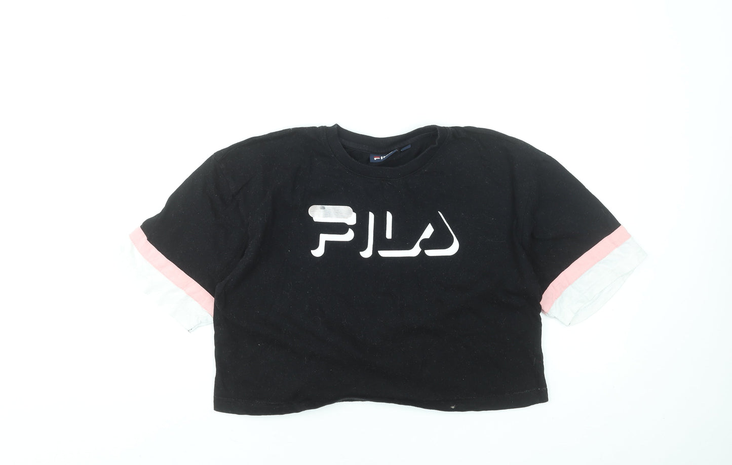 Womens UK Size S FILA Black Cropped T-Shirt