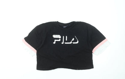 Womens UK Size S FILA Black Cropped T-Shirt
