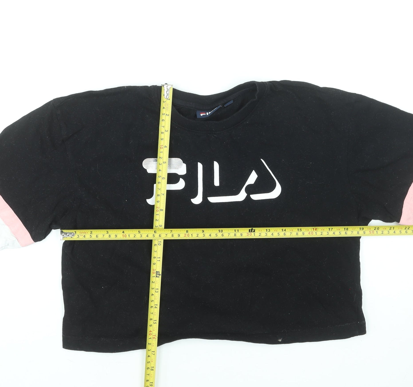 Womens UK Size S FILA Black Cropped T-Shirt