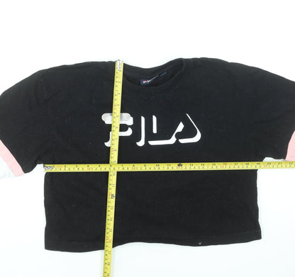 Womens UK Size S FILA Black Cropped T-Shirt