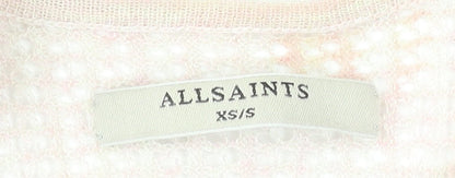 Womens UK Size XS AllSaints Pink Shrug Jumper