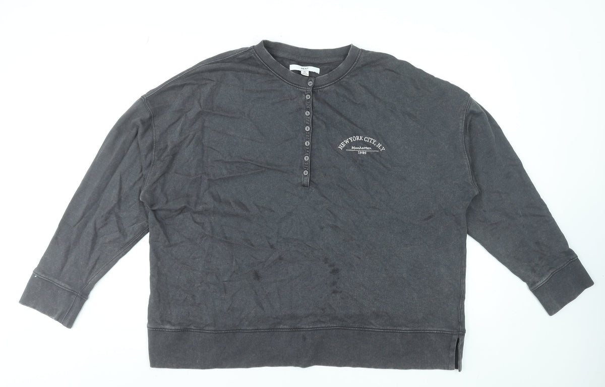 Mens UK Size XL NEXT Grey Henley Sweatshirt