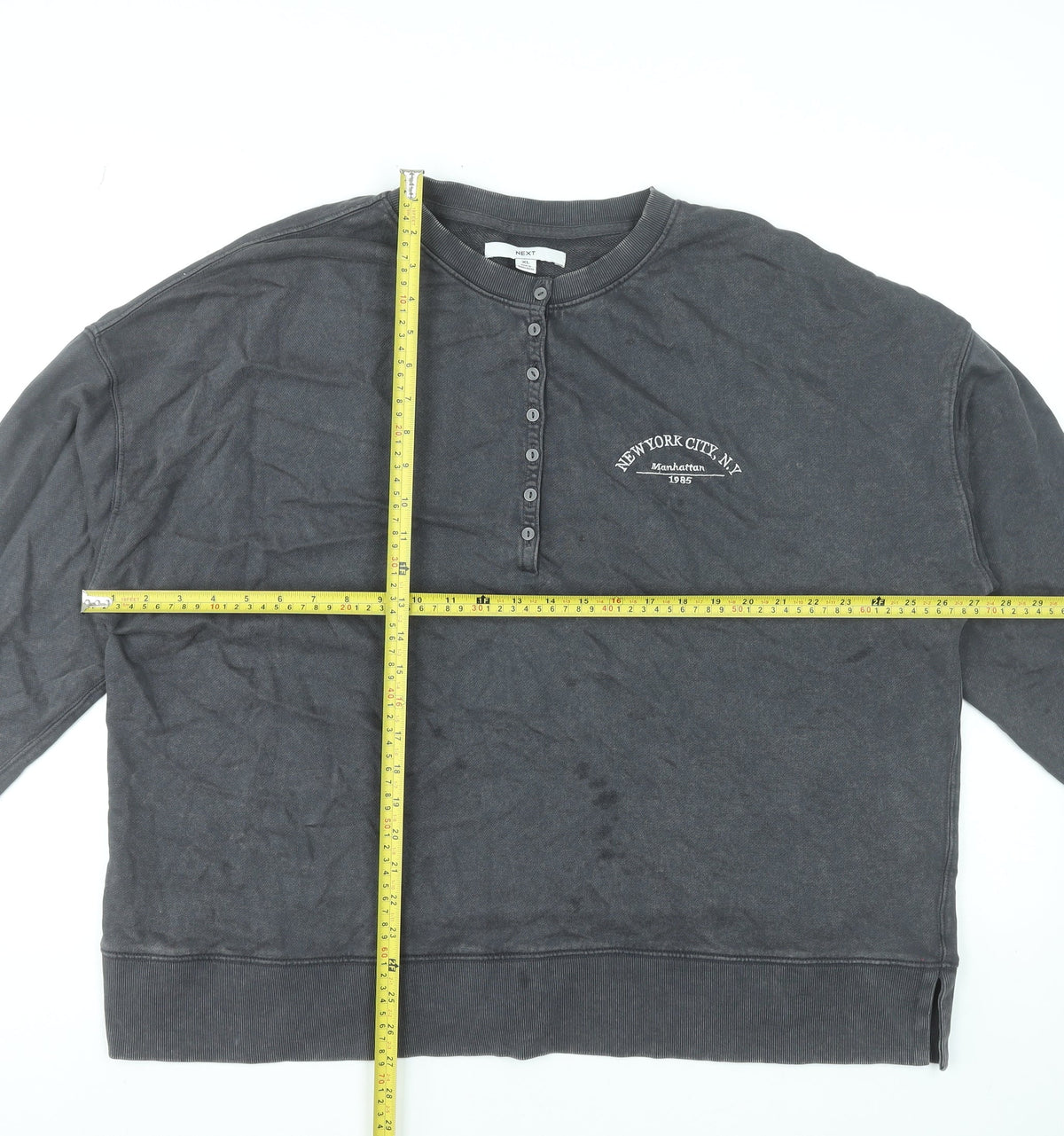 Mens UK Size XL NEXT Grey Henley Sweatshirt