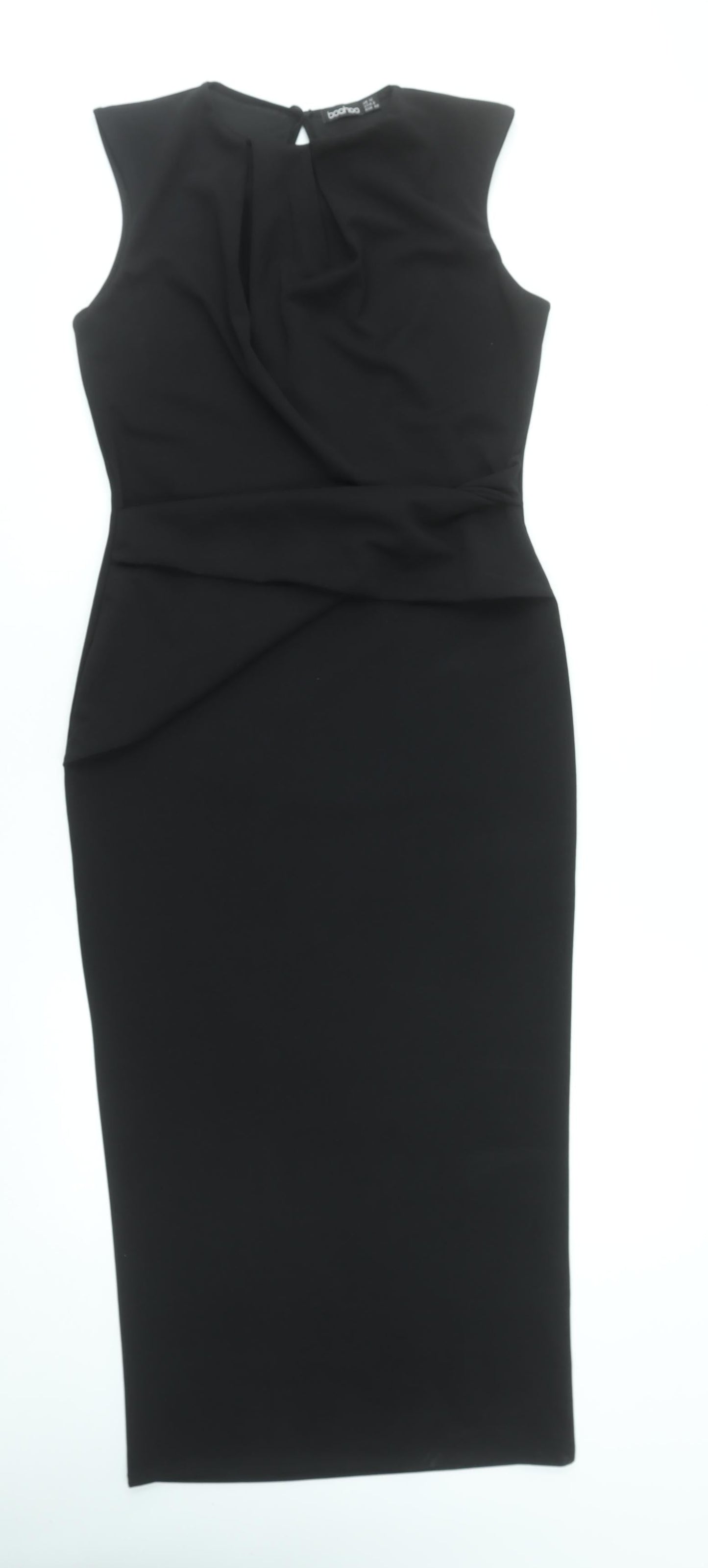 Boohoo Womens Black Size 12 Bodycon Midi Dress Sleeveless Crew Neck