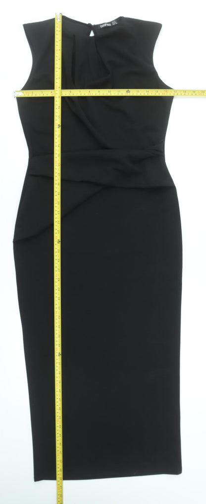 Boohoo Womens Black Size 12 Bodycon Midi Dress Sleeveless Crew Neck