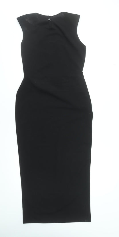 Boohoo Womens Black Size 12 Bodycon Midi Dress Sleeveless Crew Neck