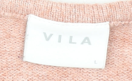Womens UK Size L VILA Pink Pullover Jumper