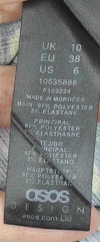 ASOS Design Women's Black Floral Long Sleeve Mini Dress UK 10