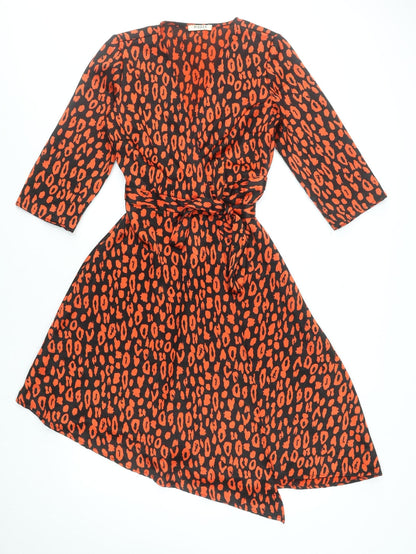 Pieces Women's Multicoloured Animal Print Belted A-Line Dress XS