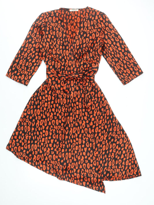 Pieces Women's Multicoloured Animal Print Belted A-Line Dress XS