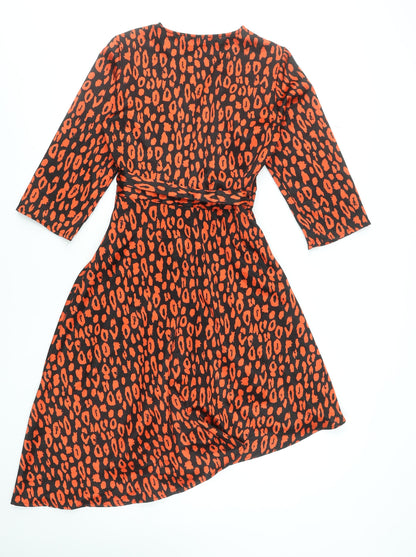 Pieces Women's Multicoloured Animal Print Belted A-Line Dress XS