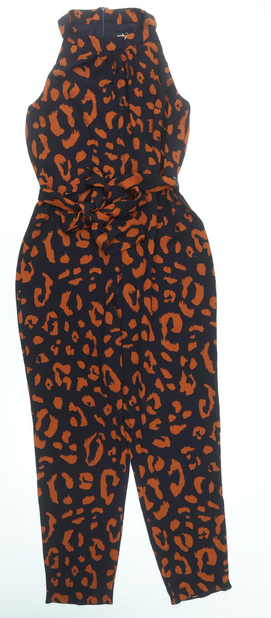 Wallis Womens Black & Brown Animal Print Sleeveless Jumpsuit Size 10
