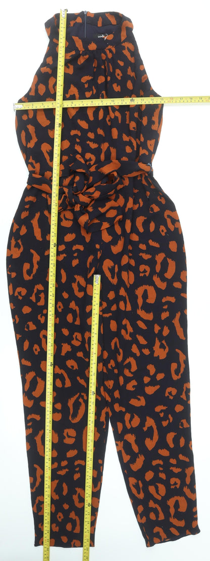 Wallis Womens Black & Brown Animal Print Sleeveless Jumpsuit Size 10