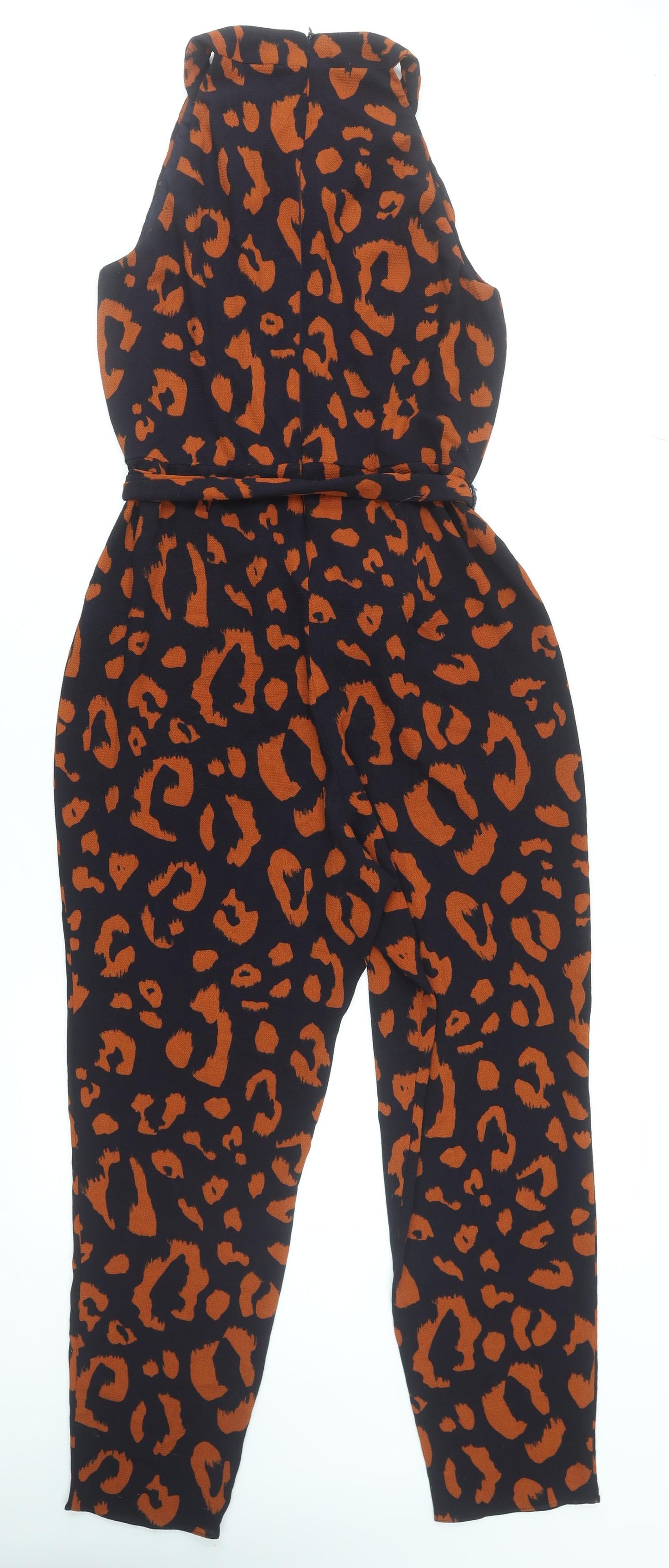 Wallis Womens Black & Brown Animal Print Sleeveless Jumpsuit Size 10